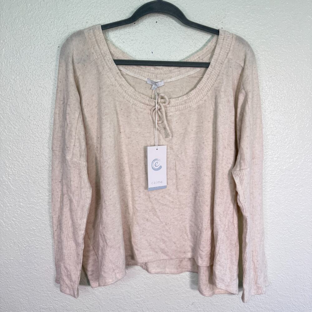 Johnny Was CALME Sweater Womens XL Tunnel Drawstring Crop Tencel Linen New $138